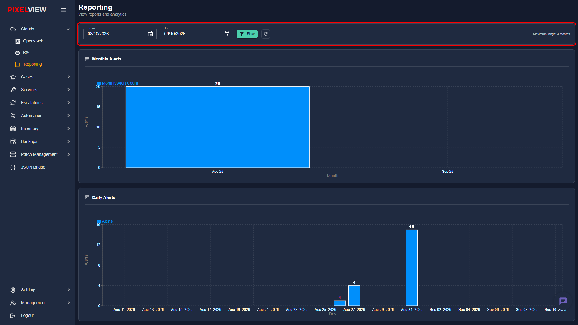 Cloud Reporting Date Filter Bar